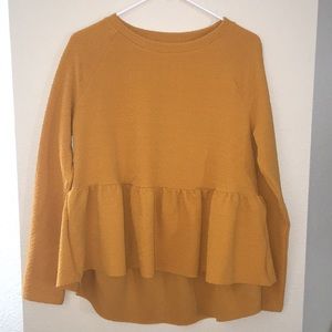 Mustard Yellow High/Low Peplum Top